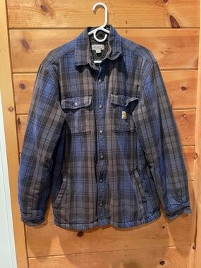 Carhartt Relaxed Fit Sherpa
Lined Flannel Shirt Jacket Blue
Plaid Med